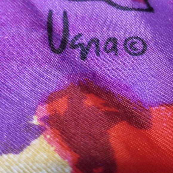 Vera Neumann Red, Purple, & Gold Silk Art Scarf Modernism Art Graphic Design - Picture 2 of 7